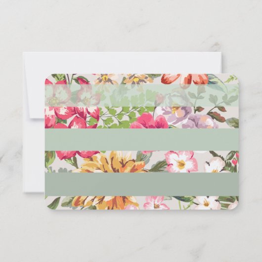 Tropische Bloemen Mint Stripes RSVP Kaart (Achterkant)