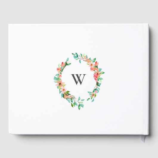Tropische Bloemen Monogram Bruiloft Gastenboek (Achterkant)