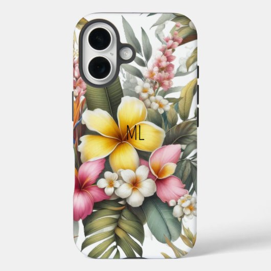 Tropische Bloemen Monogram Eiland Ontwerp Case-Mate iPhone Case (Achterkant)