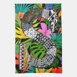 Tropische Bloemen Monogram S Keukendoek Theedoek