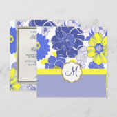 Tropische bloemen + monogram, uitvindingen kaart (Voorkant / Achterkant)