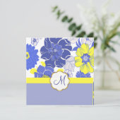 Tropische bloemen + monogram, uitvindingen kaart (Staand voorkant)