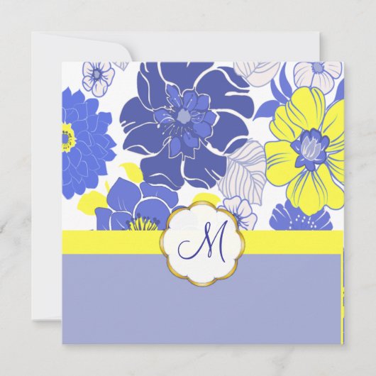 Tropische bloemen + monogram, uitvindingen kaart (Voorkant)