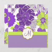 Tropische bloemen + monogram, uitvindingen kaart (Voorkant / Achterkant)