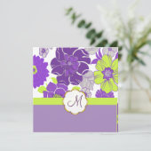 Tropische bloemen + monogram, uitvindingen kaart (Staand voorkant)