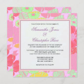 Tropische bloemen + monogram, uitvindingen kaart (Voorkant / Achterkant)