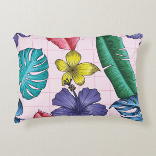 Tropische bloemen: naadloos blad patroon accent kussen
