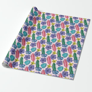 Tropische bloemen: naadloos blad patroon cadeaupapier