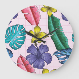 Tropische bloemen: naadloos blad patroon grote klok