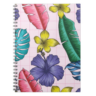Tropische bloemen: naadloos blad patroon notitieboek