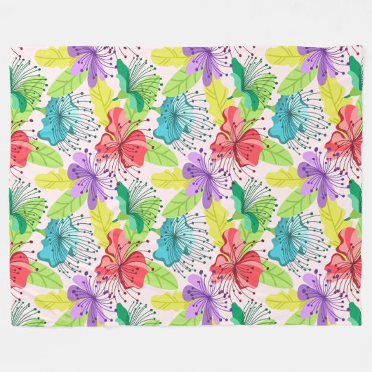 Tropische bloemen naadloos patroon fleece deken (Voorkant (Horizontaal))