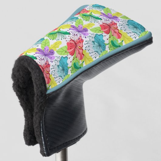 Tropische bloemen naadloos patroon golfheadcover (3/4 voorkant)
