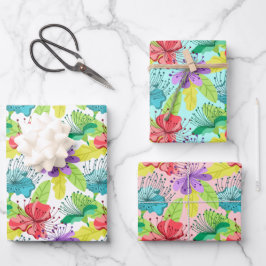 Tropische bloemen naadloos patroon inpakpapier vel