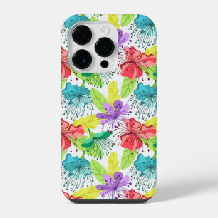 Tropische bloemen naadloos patroon iPhone 14 plus hoesje