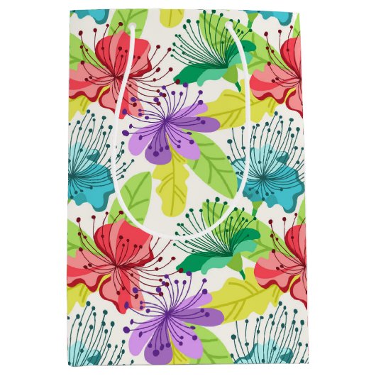 Tropische bloemen naadloos patroon medium cadeauzakje (Voorkant)