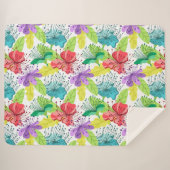 Tropische bloemen naadloos patroon sherpa deken (Voorkant (horizontaal))