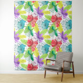 Tropische bloemen naadloos patroon wandkleed (In situ)