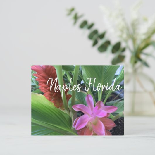 Tropische bloemen Naples Florida Briefkaart (Staand voorkant)