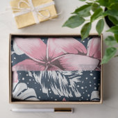 Tropische Bloemen Navy Roze Tissuepapier (Geschenk)