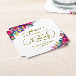 Tropische bloemen nemen mijn Drink bruiloft niet Kartonnen Onderzetters