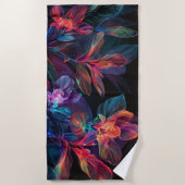 Tropische bloemen. Neon. Badhanddoek (Voorkant)