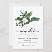 Tropische Bloemen Nieuwe Datum Huwelijk Uitstel Kaart (Voorkant)