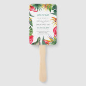 Tropische bloemen oases bruiloft handwaaier (Achterkant)