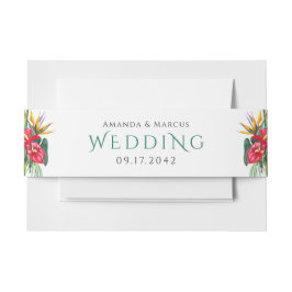 Tropische bloemen oases bruiloft uitnodigingen wikkel