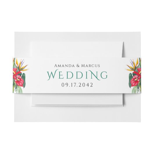 Tropische bloemen oases bruiloft uitnodigingen wikkel (Voorkant Voorbeeld)