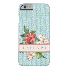 Tropische bloemen | Ocean Wave Aqua/Coral Custom Case-Mate iPhone Case