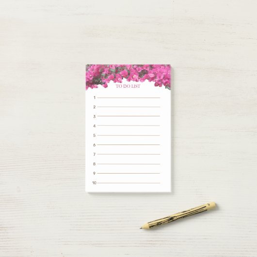 Tropische bloemen om te doen lijst post-it® notes (Op bureau)