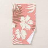 Tropische bloemen op perzikkleurige achtergrond bad handdoek (Handdoek)