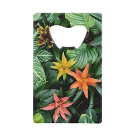 Tropische bloemen, oranje ,geel en rood creditkaart flessenopener
