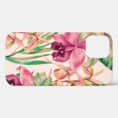 Tropische bloemen, orchidebloem, oerwoud bladeren, Case-Mate iPhone case (Achterkant (horizontaal))