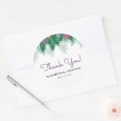 Tropische Bloemen & Palm Branch bruiloft dank u Ronde Sticker (Envelop)