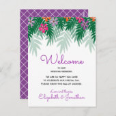 Tropische bloemen & Palm Branch Wedding Welkom Briefkaart (Voorkant / Achterkant)
