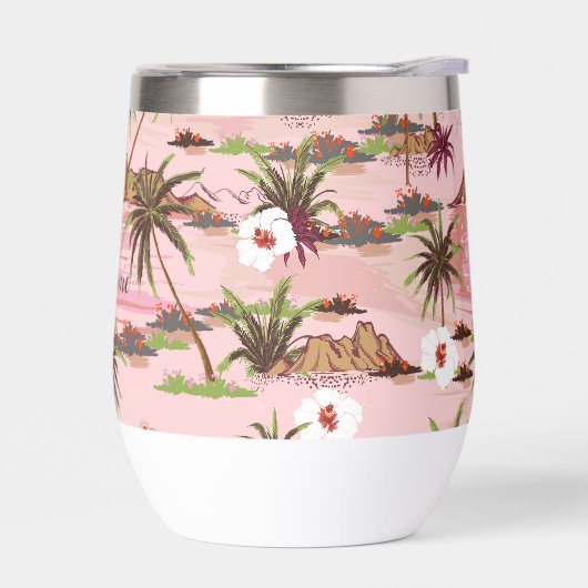 Tropische Bloemen Palm Custom Monogram Naam (Links)