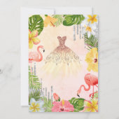 Tropische bloemen Palm Flamingo's Dress Sweet 16 Kaart (Achterkant)