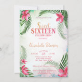 Tropische bloemen Palm Leaves Summer Sweet 16 Part Kaart (Voorkant)