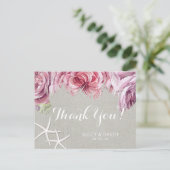 Tropische Bloemen Palm Tree Beach Zeesterren Dank  Briefkaart (Staand voorkant)