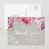 Tropische Bloemen Palm Tree Beach Zeesterren Dank  Briefkaart (Voorkant / Achterkant)