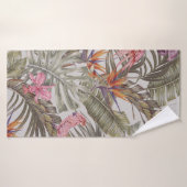 Tropische bloemen, palmbladeren, paradijsvogel badhanddoek (Badhanddoek)