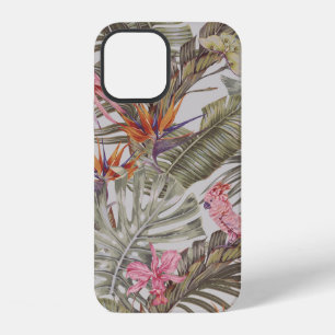 Tropische bloemen,  palmbladeren,  paradijsvogel  iPhone 12 hoesje