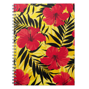 Tropische bloemen palmbladeren, patroon. notitieboek