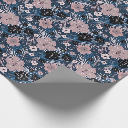 Tropische bloemen palmbladeren textuur cadeaupapier (Hoek)