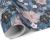 Tropische bloemen palmbladeren textuur cadeaupapier (Rol Hoek)