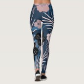 Tropische bloemen palmbladeren textuur leggings (Achterkant)