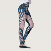 Tropische bloemen palmbladeren textuur leggings (Rechts)
