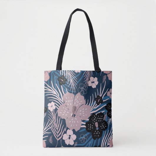 Tropische bloemen palmbladeren textuur tote bag (Voorkant)