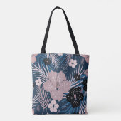 Tropische bloemen palmbladeren textuur tote bag (Achterkant)